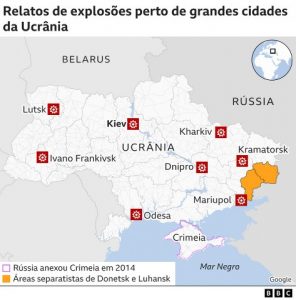 mapa ucrania em guerra